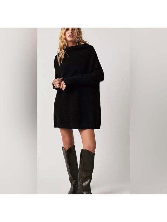 Free People Sweaters - Free People Ottoman Slouchy Tunic Sweater Black Oversized XS